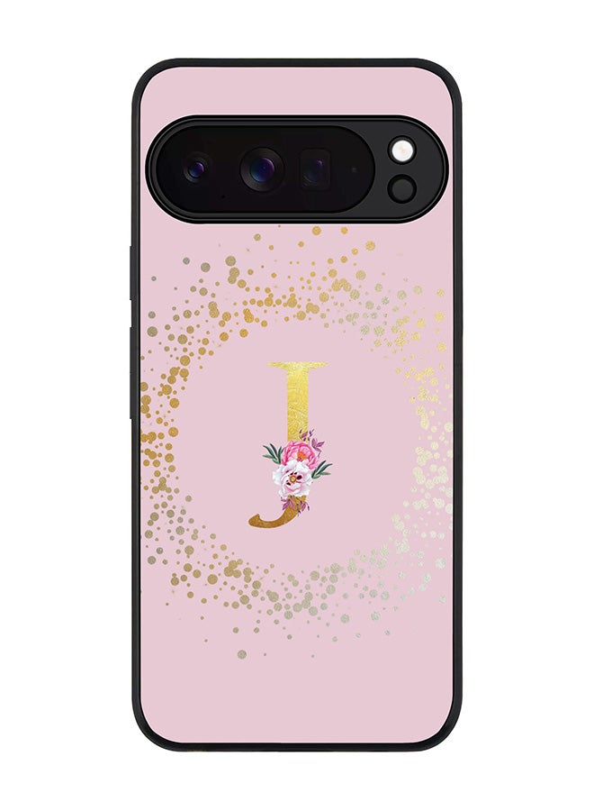 For Google Pixel 10 Pro Case,Slim fit Camera Protection, Shockproof Thin Phone cover  - Custom Monogram Floral - J  (Pink )